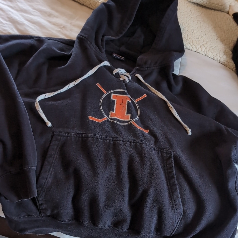 Black Hoodie with Orange and White Logo